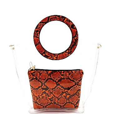 TRANSPARENT 2 IN 1 SNAKE SKIN SATCHEL