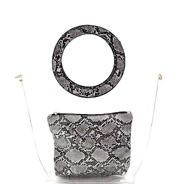 TRANSPARENT 2 IN 1 SNAKE SKIN SATCHEL