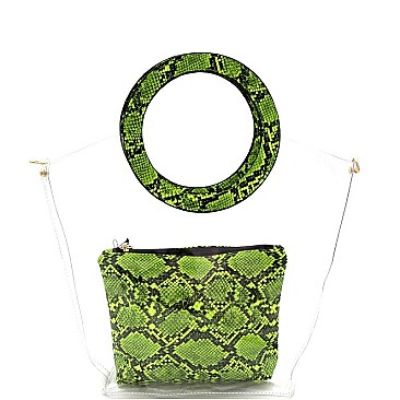 TRANSPARENT 2 IN 1 SNAKE SKIN SATCHEL
