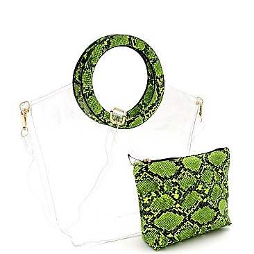 TRANSPARENT 2 IN 1 SNAKE SKIN SATCHEL