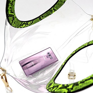 TRANSPARENT 2 IN 1 SNAKE SKIN SATCHEL