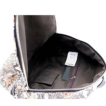 Snake Print Sequin Backpack