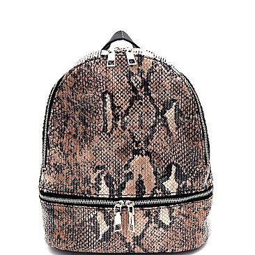 Snake Print Sequin Backpack