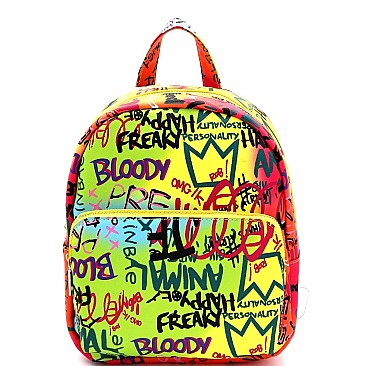 Medium Graffiti Effect Fashion Backpack