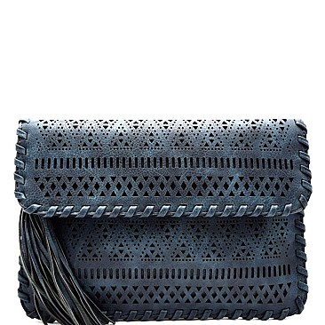 PPC3871-LP Laser-cut Bohemian Flap Clutch