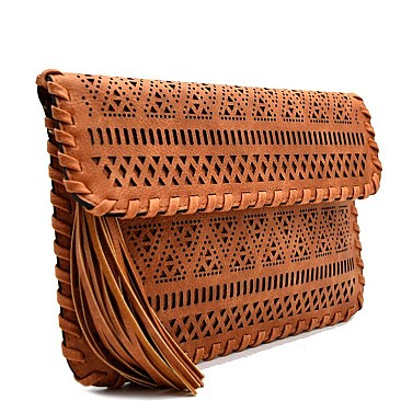 PPC3871-LP Laser-cut Bohemian Flap Clutch