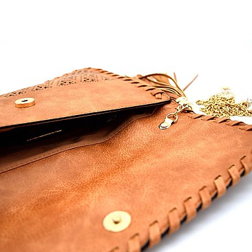 PPC3871-LP Laser-cut Bohemian Flap Clutch