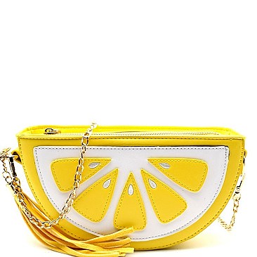 PPC3900-LP Lemon Theme Tassel Accent Novelty Crossbody Bag