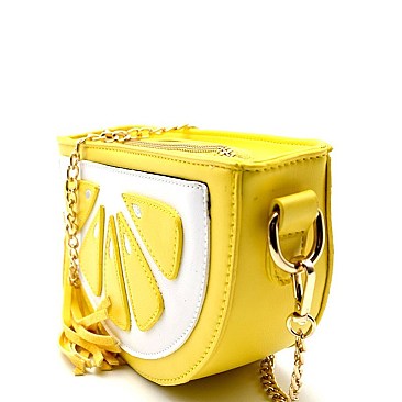 PPC3900-LP Lemon Theme Tassel Accent Novelty Crossbody Bag