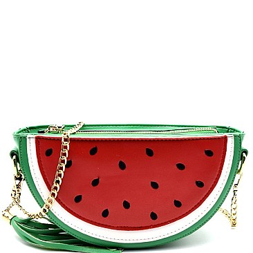 PPC3901-LP Watermelon Theme Tassel Accent Novelty Crossbody Bag