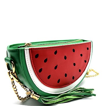 PPC3901-LP Watermelon Theme Tassel Accent Novelty Crossbody Bag