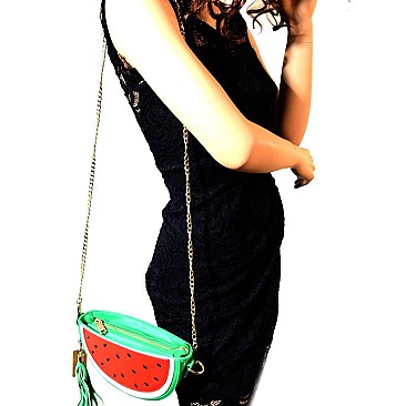 PPC3901-LP Watermelon Theme Tassel Accent Novelty Crossbody Bag