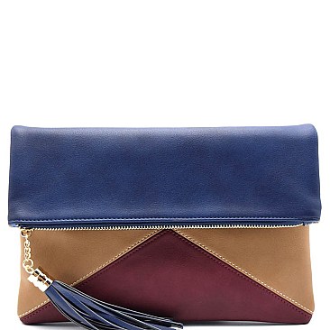 PPC3924-LP Color-block Flap Clutch Bag