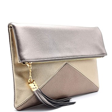 PPC3924-LP Color-block Flap Clutch Bag