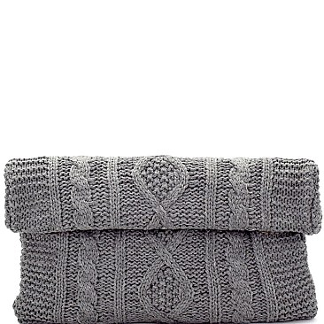 PPC5141-LP Cable Knit Roll-Up Clutch