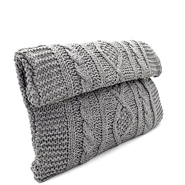 PPC5141-LP Cable Knit Roll-Up Clutch