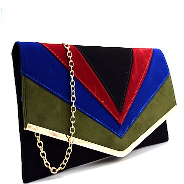 PPC5146-LP Multi-Colored Felt-Suede Envelope Clutch