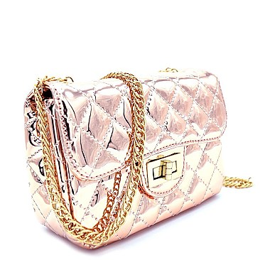 PPC5197-LP Quilted Metallic Evening Cross Body