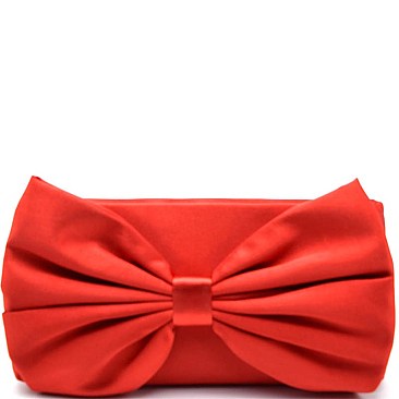 PPC5365-LP Large Bow-tie Accent Satin Clutch