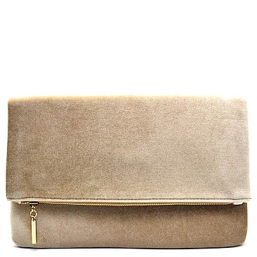 PPC5371-LP Velvet Fabric Fold-Over Clutch