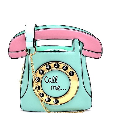 PPC5394-LP Color Block Vintage Phone Figure Novelty Bag