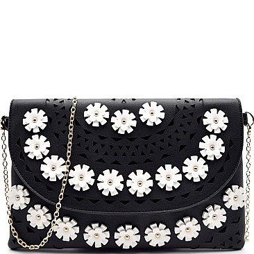 PPC5408-LP Flower Embellished Laser-Cut Detail Clutch