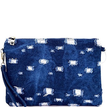 PPC5447-LP Distressed Denim Clutch Cross Body