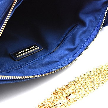 PPC5459-LP Thread Tassel Frayed Denim Clutch