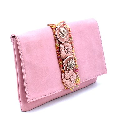 PPC5507-LP 3D Flower Accent Clutch Cross Body