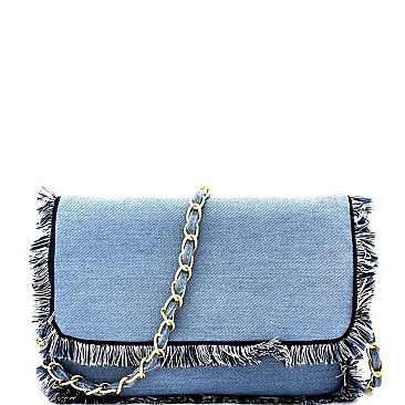 PPC5645-LP Frayed Denim Flap Cross Body