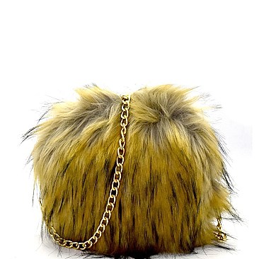 PPC5717-LP Chain Strap Faux-fur Round Cross Body