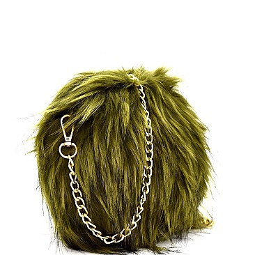 PPC5717-LP Chain Strap Faux-fur Round Cross Body