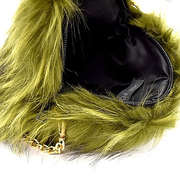 PPC5717-LP Chain Strap Faux-fur Round Cross Body
