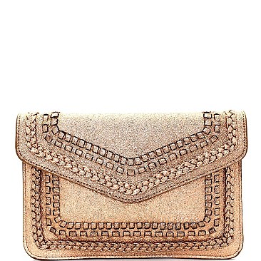 PPC5753-LP Whip stitched Metallic Envelope Clutch