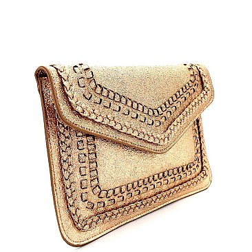 PPC5753-LP Whip stitched Metallic Envelope Clutch