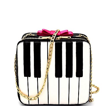 Piano Bow Accent Cross Body Bag