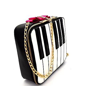 PPC5784 -LP Piano Theme Bow Accent Novelty Cross Body