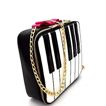 Piano Bow Accent Cross Body Bag