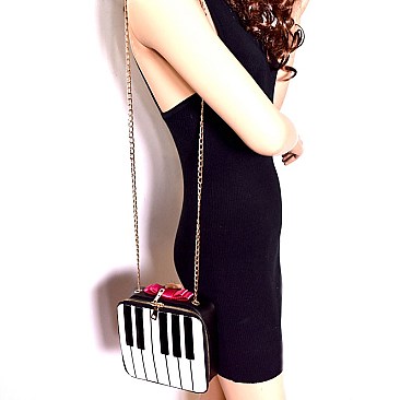 PPC5784 -LP Piano Theme Bow Accent Novelty Cross Body