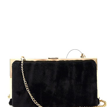 Faux-Fur Metal Frame Hard Clutch MH-PPC5807