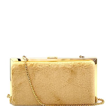 Faux-Fur Metal Frame Hard Clutch MH-PPC5807