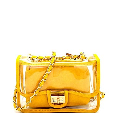 PPC5835-LP Transparent Clear 2 in 1 Turn-Lock Shoulder Bag