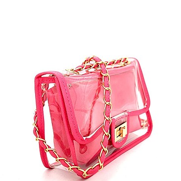 PPC5835-LP Transparent Clear 2 in 1 Turn-Lock Shoulder Bag