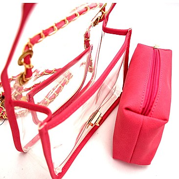 PPC5835-LP Transparent Clear 2 in 1 Turn-Lock Shoulder Bag