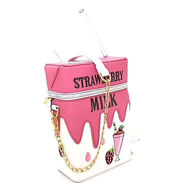 PPC5956-LP Fun Strawberry Milk Theme Novelty Cross Body