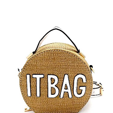 PPC6120 'It Bag' Straw Round Satchel Shoulder Bag
