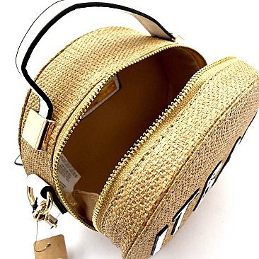 PPC6120 'It Bag' Straw Round Satchel Shoulder Bag