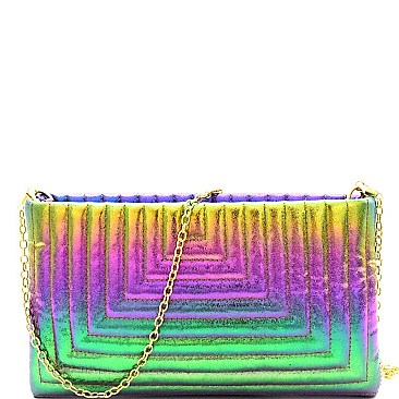 Quilted Metallic Rainbow Ombre Clutch MH-PPC6222