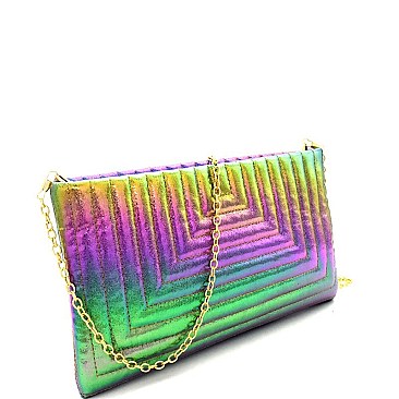 Quilted Metallic Rainbow Ombre Clutch MH-PPC6222