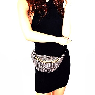 Checker Plaid Print Fabric Fashion Fanny Pack MH-PPC6319